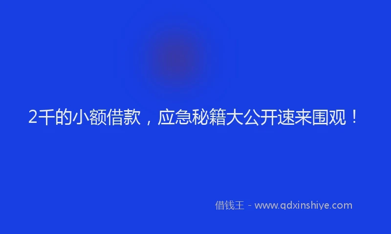 2千的小额借款，应急秘籍大公开速来围观！