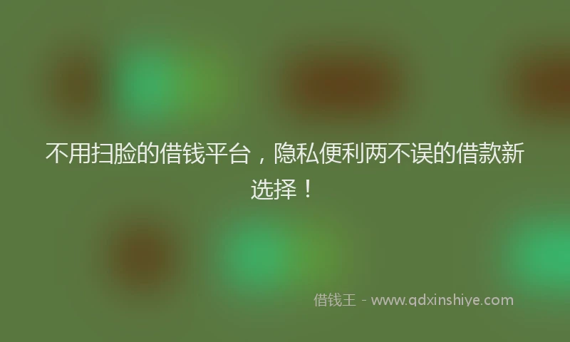 不用扫脸的借钱平台，隐私便利两不误的借款新选择！