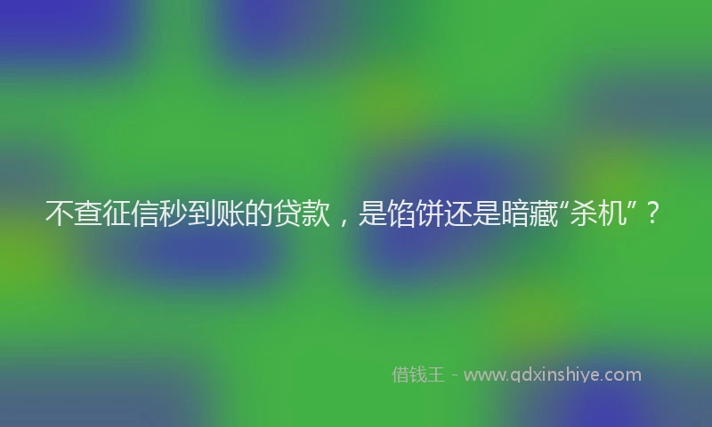 不查征信秒到账的贷款，是馅饼还是暗藏“杀机”？