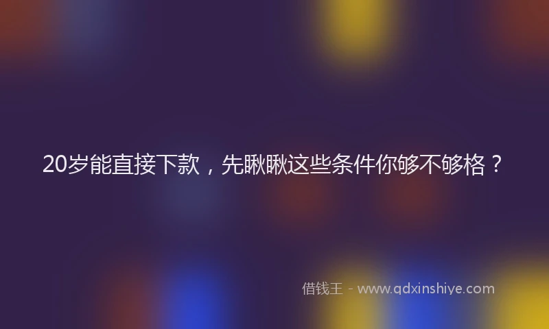 20岁能直接下款，先瞅瞅这些条件你够不够格？