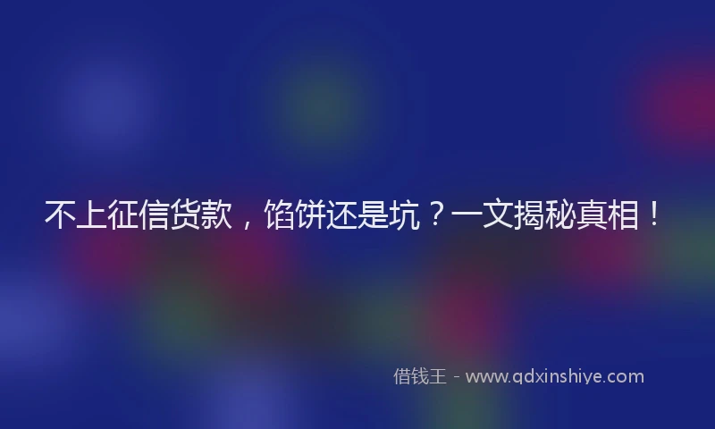不上征信货款，馅饼还是坑？一文揭秘真相！