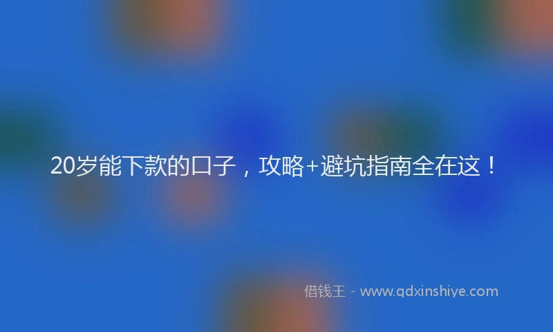 20岁能下款的口子,攻略+避坑指南全在这!