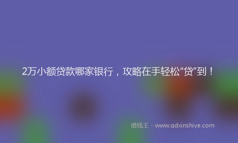 2万小额贷款哪家银行，攻略在手轻松“贷”到！