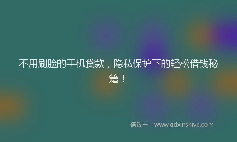 不用刷脸的手机贷款，隐私保护下的轻松借钱秘籍！