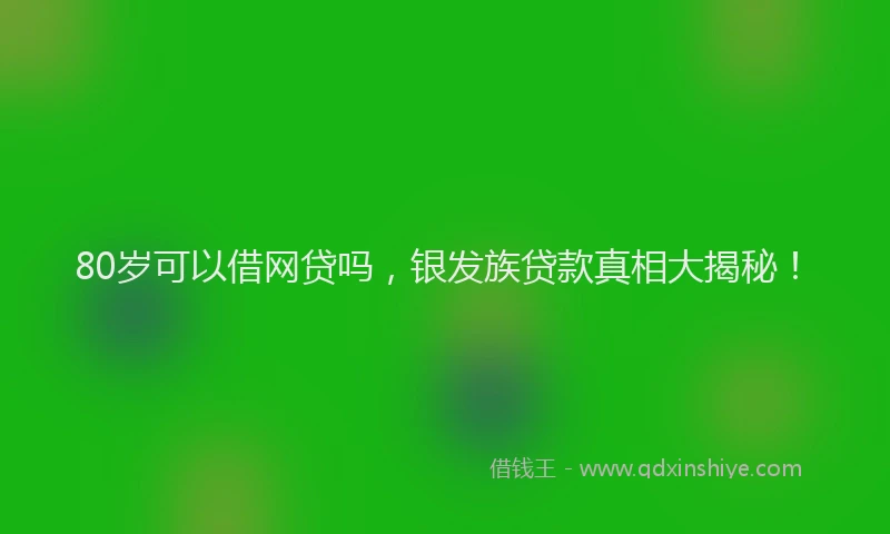 80岁可以借网贷吗，银发族贷款真相大揭秘！