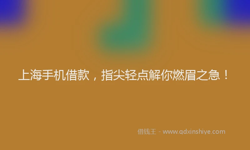 上海手机借款，指尖轻点解你燃眉之急！