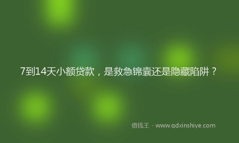 7到14天小额贷款，是救急锦囊还是隐藏陷阱？