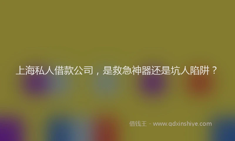上海私人借款公司，是救急神器还是坑人陷阱？