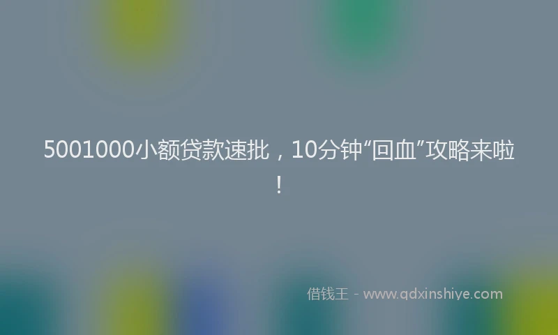 5001000小额贷款速批，10分钟“回血”攻略来啦！