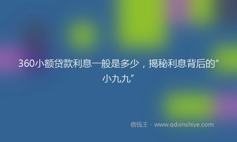 360小额贷款利息一般是多少，揭秘利息背后的“小九九”