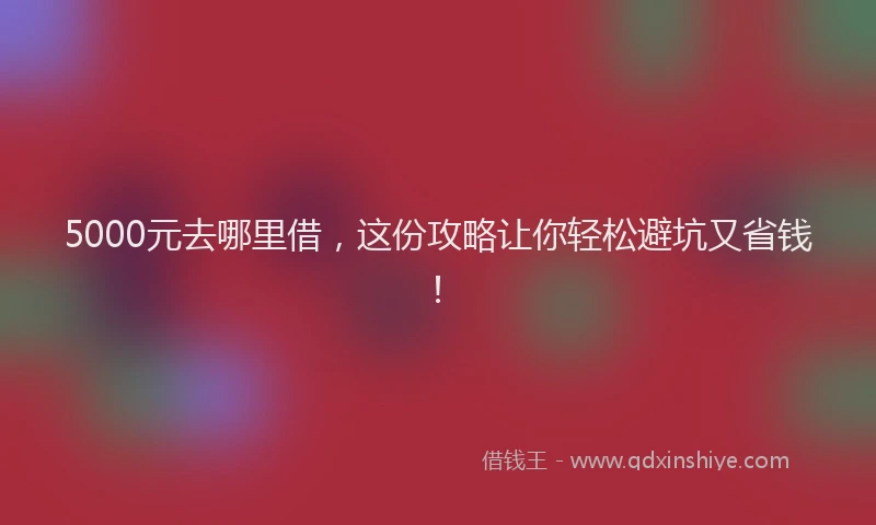 5000元去哪里借，这份攻略让你轻松避坑又省钱！