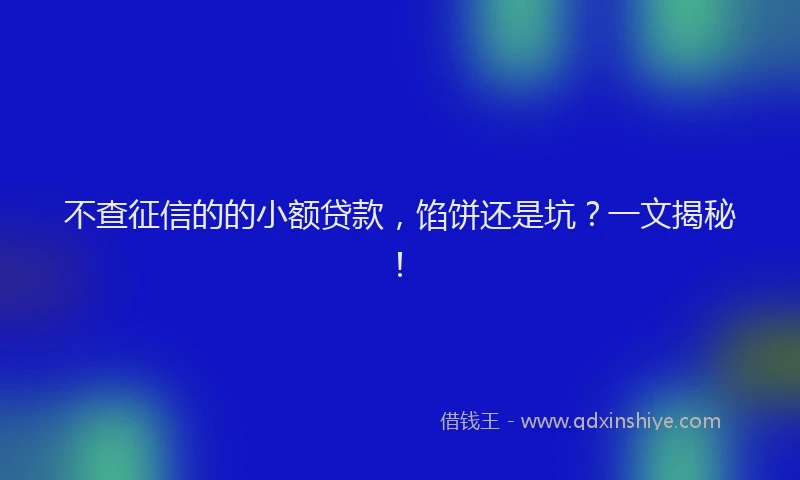 不查征信的的小额贷款，馅饼还是坑？一文揭秘！