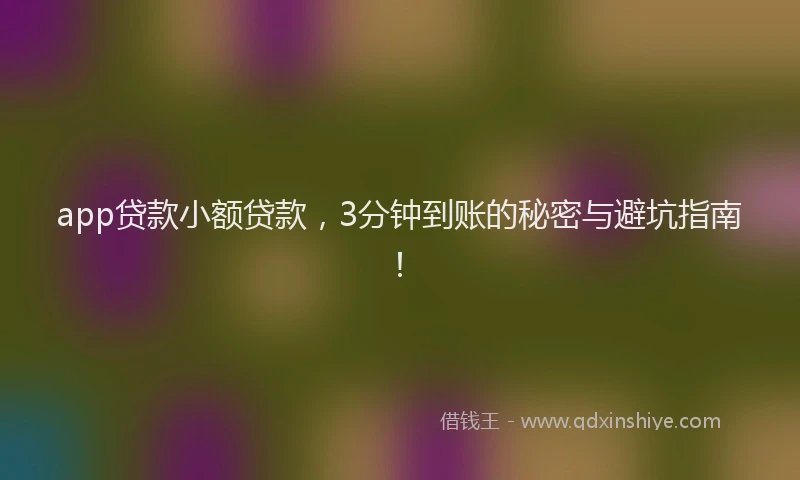 app贷款小额贷款，3分钟到账的秘密与避坑指南！
