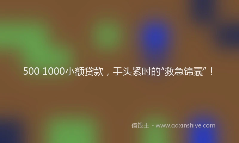 500 1000小额贷款，手头紧时的“救急锦囊”！