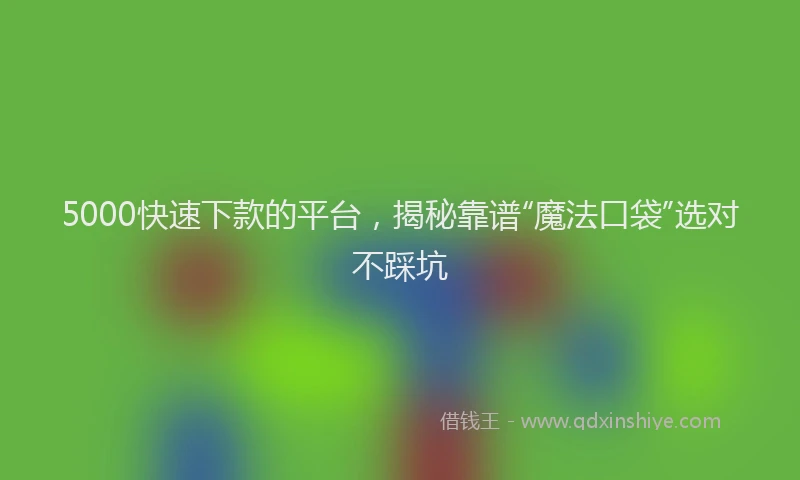 5000快速下款的平台，揭秘靠谱“魔法口袋”选对不踩坑