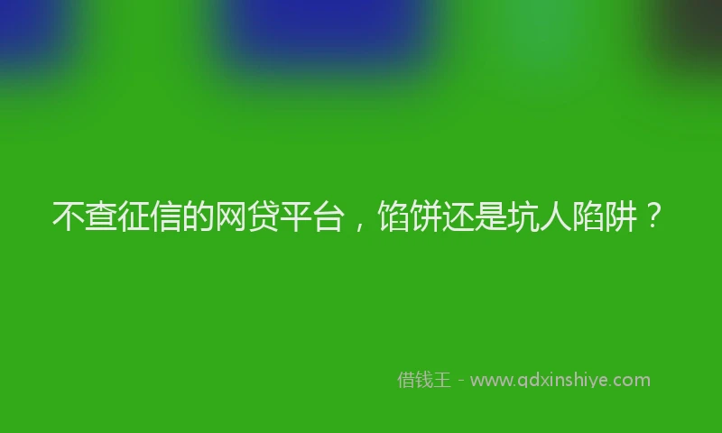不查征信的网贷平台，馅饼还是坑人陷阱？