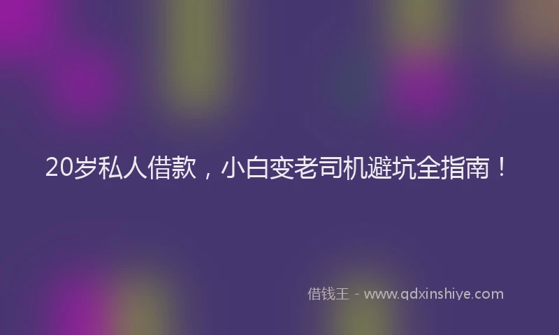 20岁私人借款，小白变老司机避坑全指南！