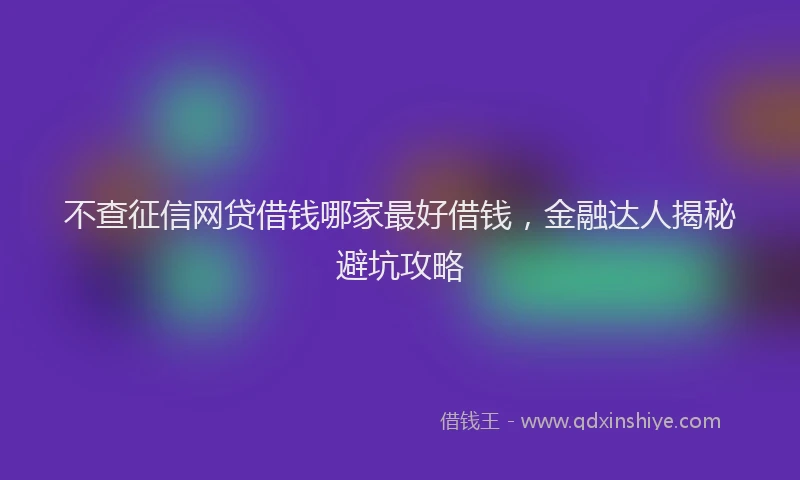 不查征信网贷借钱哪家最好借钱，金融达人揭秘避坑攻略