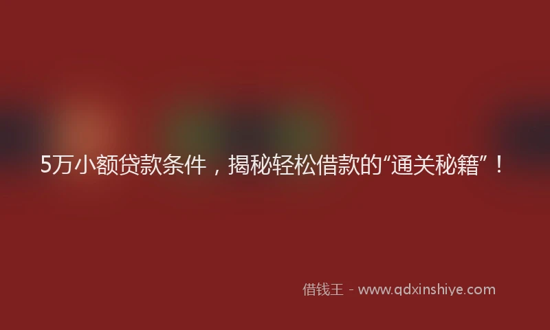 5万小额贷款条件，揭秘轻松借款的“通关秘籍”！
