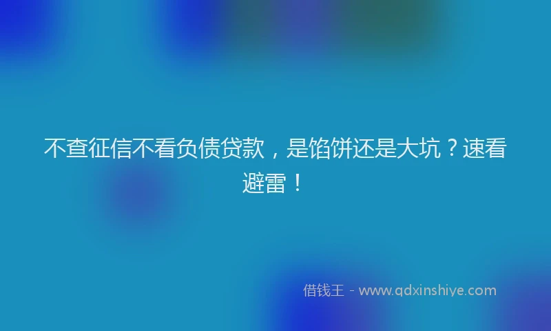 不查征信不看负债贷款，是馅饼还是大坑？速看避雷！