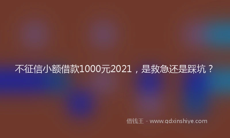 不征信小额借款1000元2021，是救急还是踩坑？