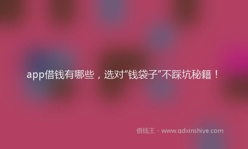 app借钱有哪些,选对“钱袋子”不踩坑秘籍!