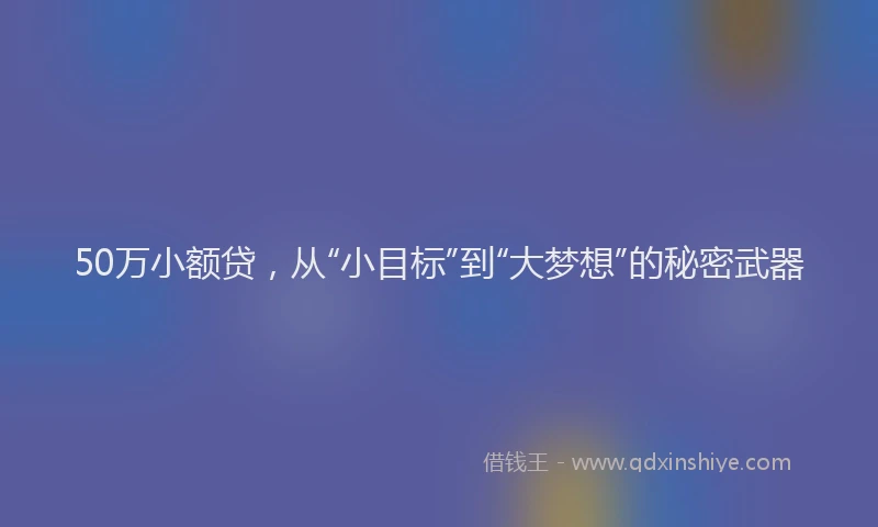 50万小额贷，从“小目标”到“大梦想”的秘密武器