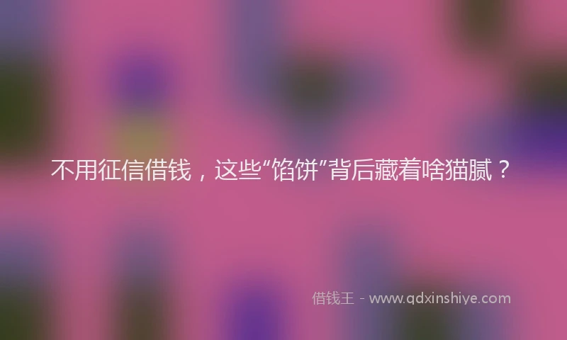 不用征信借钱，这些“馅饼”背后藏着啥猫腻？