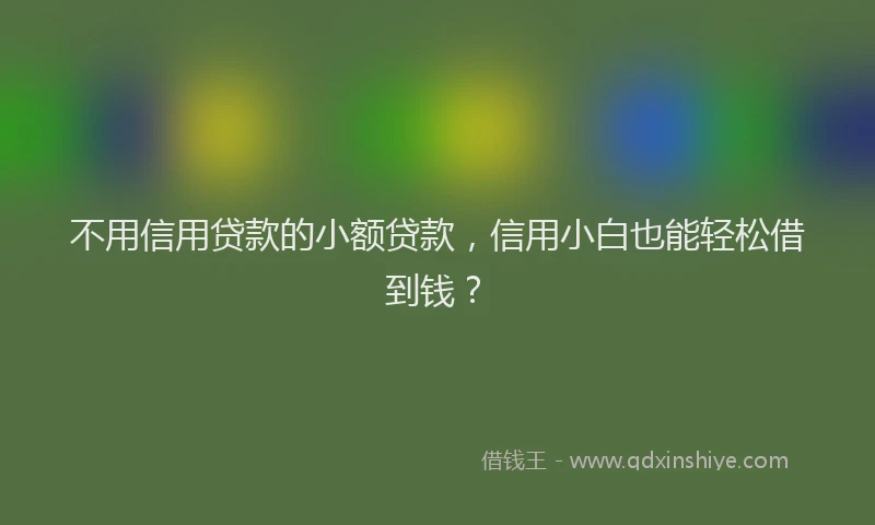 不用信用贷款的小额贷款，信用小白也能轻松借到钱？