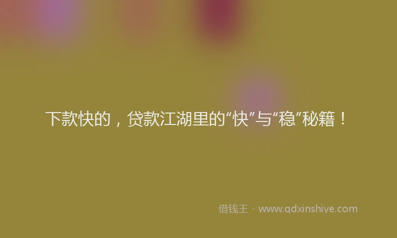 下款快的，贷款江湖里的“快”与“稳”秘籍！