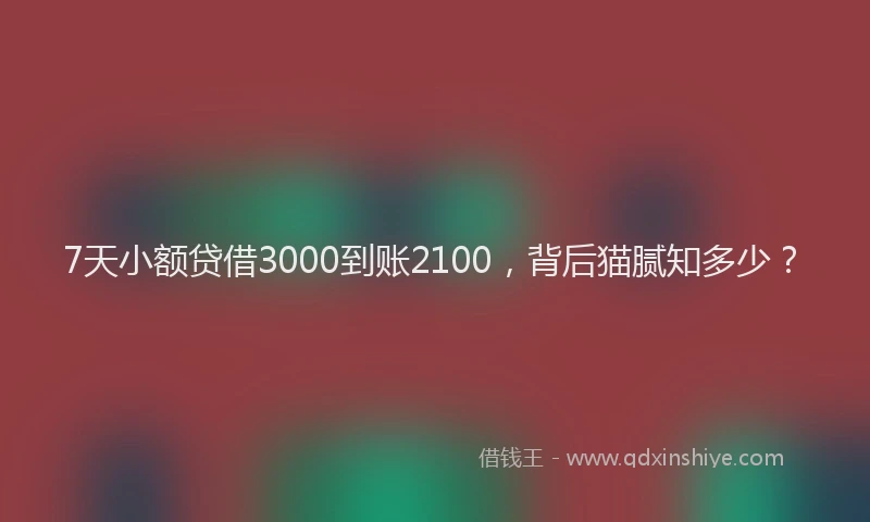 7天小额贷借3000到账2100，背后猫腻知多少？