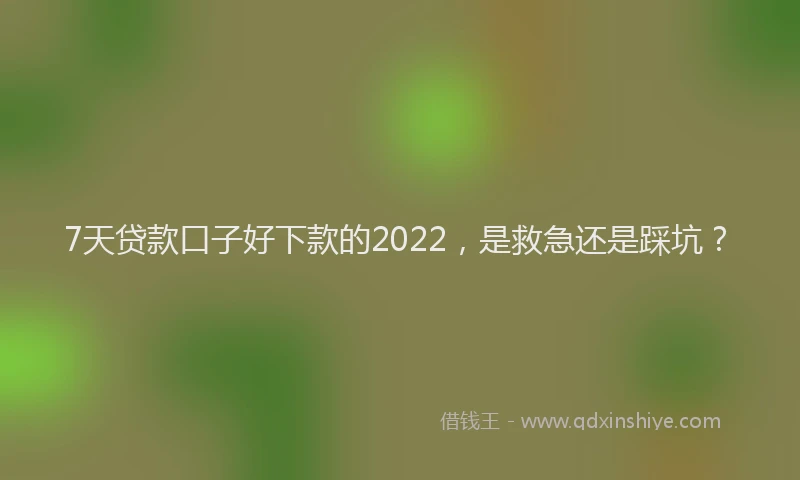 7天贷款口子好下款的2022，是救急还是踩坑？
