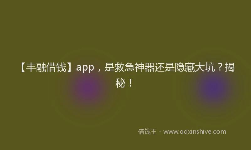 【丰融借钱】app，是救急神器还是隐藏大坑？揭秘！