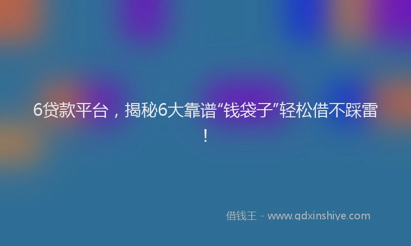 6贷款平台，揭秘6大靠谱“钱袋子”轻松借不踩雷！