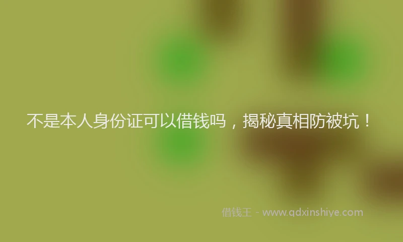 不是本人身份证可以借钱吗，揭秘真相防被坑！