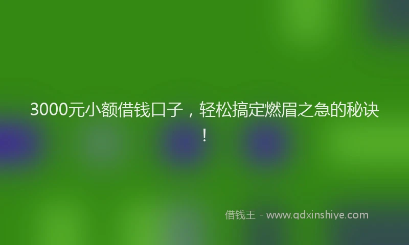 3000元小额借钱口子，轻松搞定燃眉之急的秘诀！