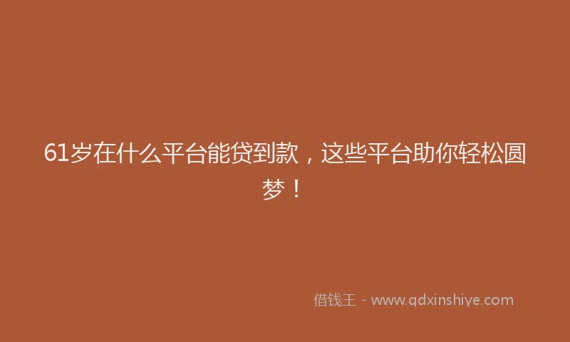 61岁在什么平台能贷到款,这些平台助你轻松圆梦!