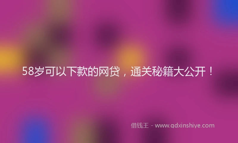 58岁可以下款的网贷，通关秘籍大公开！