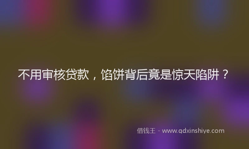 不用审核贷款，馅饼背后竟是惊天陷阱？