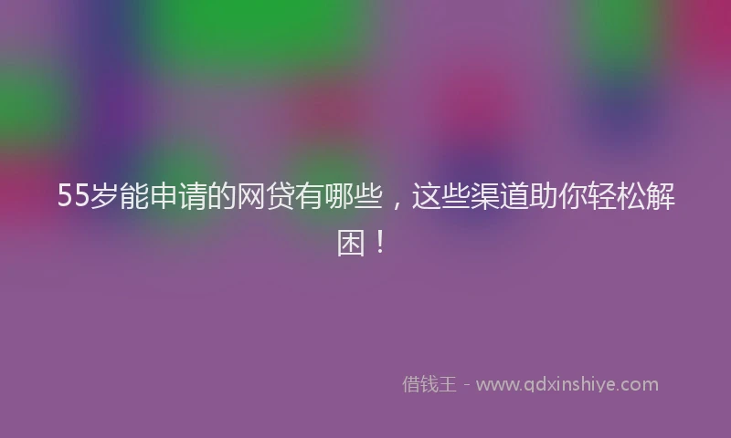 55岁能申请的网贷有哪些，这些渠道助你轻松解困！