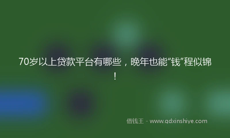 70岁以上贷款平台有哪些，晚年也能“钱”程似锦！