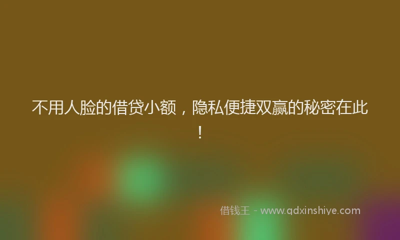 不用人脸的借贷小额，隐私便捷双赢的秘密在此！