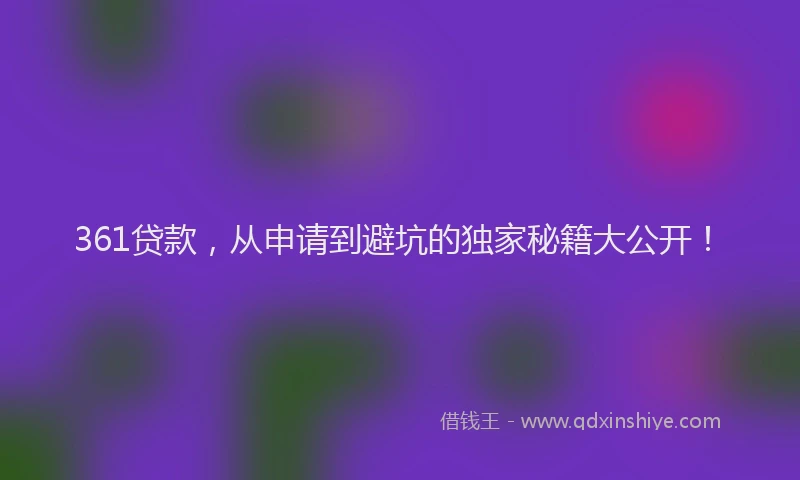 361贷款，从申请到避坑的独家秘籍大公开！
