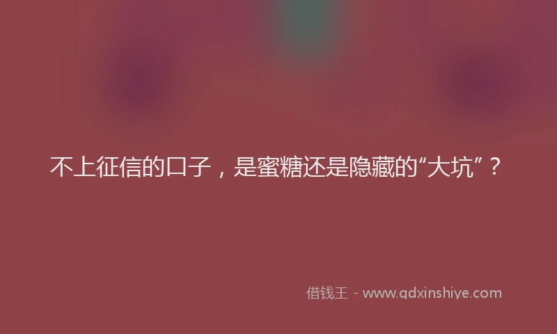 不上征信的口子，是蜜糖还是隐藏的“大坑”？