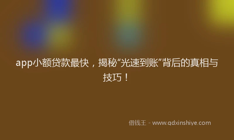 app小额贷款最快，揭秘“光速到账”背后的真相与技巧！