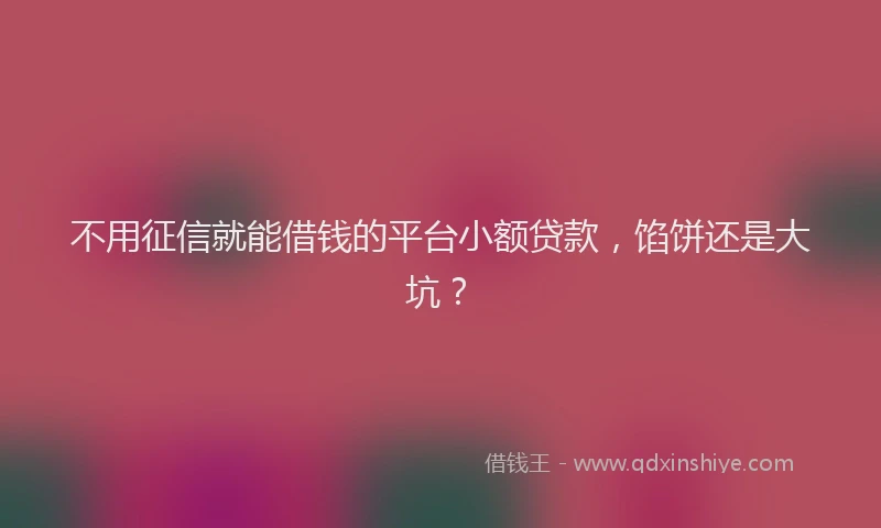 不用征信就能借钱的平台小额贷款，馅饼还是大坑？