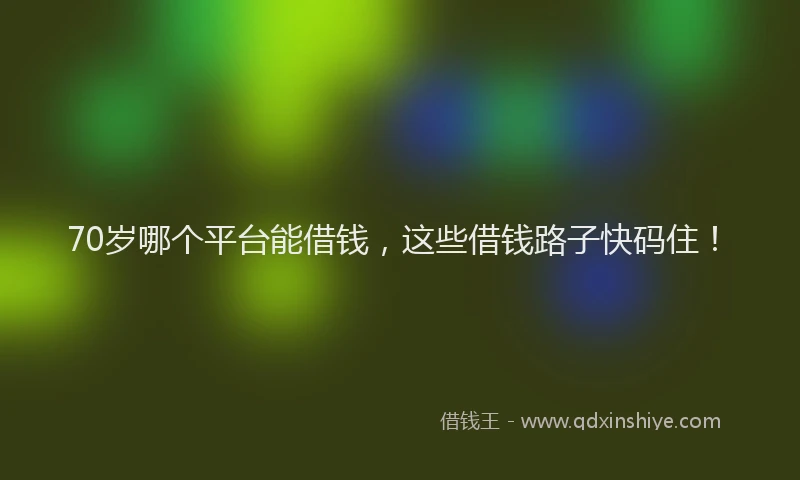 70岁哪个平台能借钱,这些借钱路子快码住!