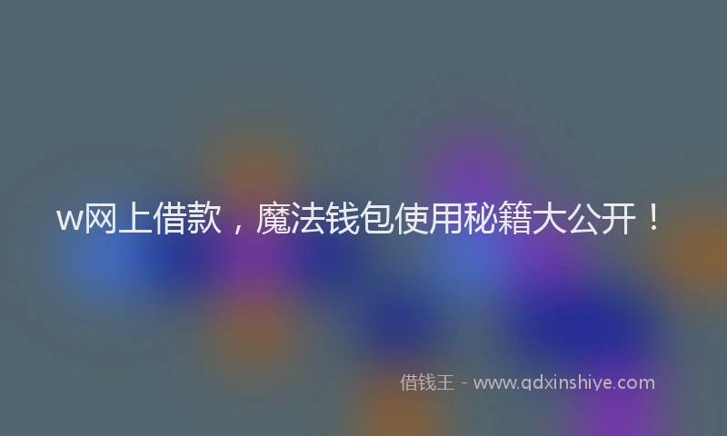 w网上借款，魔法钱包使用秘籍大公开！