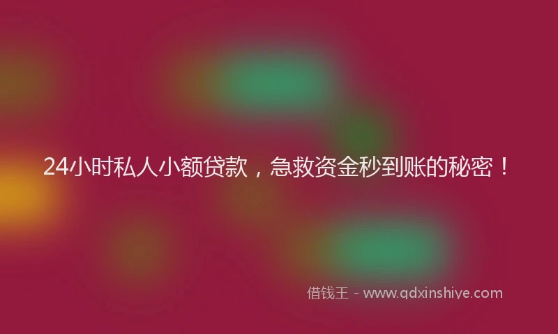 24小时私人小额贷款,急救资金秒到账的秘密!