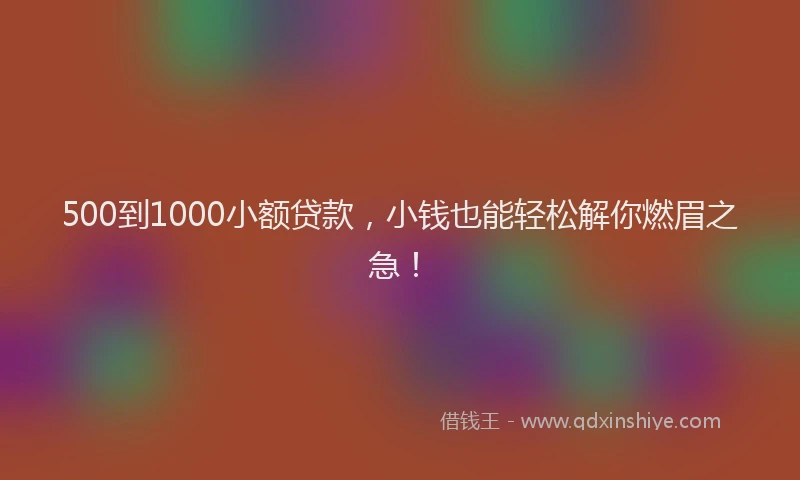 500到1000小额贷款，小钱也能轻松解你燃眉之急！